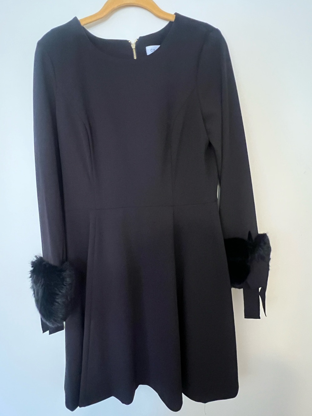 Calvin Klein fur cuff holiday dress 10
